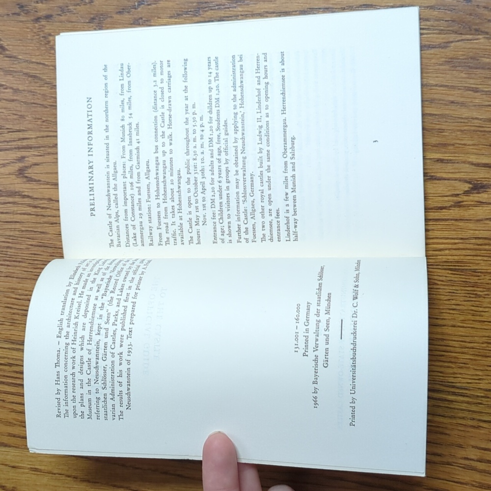 Vintage 1966 Neuschwanstein Castle Paperback Booklet Nonfiction Travel History - Picture 3 of 16